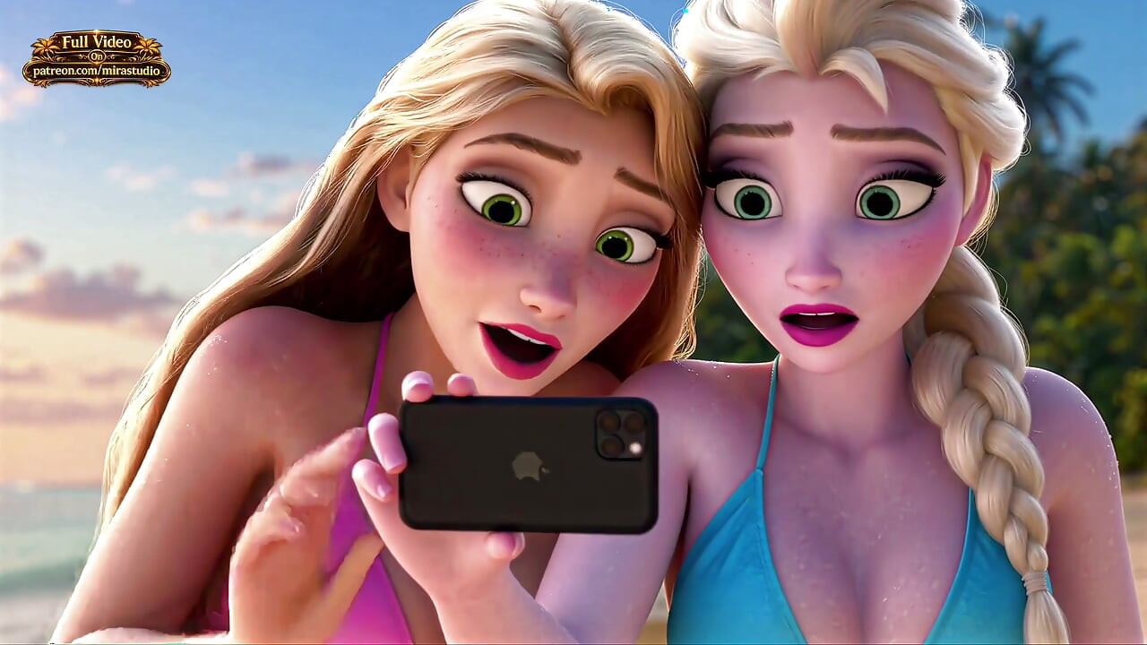 Rapunzel and Elsa stranded on an island
