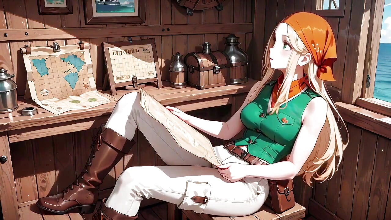 Blonde Pirate Fantasy! Lazy Orange Turban, Wooden Ship Vibes, and That Sticky Green Goo All Over Her Curves