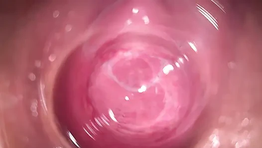 Camera deep inside Mia's tiny creamy vagina