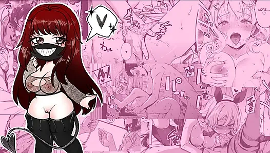 Büyük memeli gotik ateşli evli kadın büyük bir yarakla oynarken hentai'yi (Nagachichi Nagai-san) izliyor