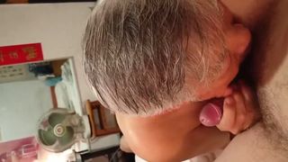 Lovely Chinese grandpa loves sucking dick