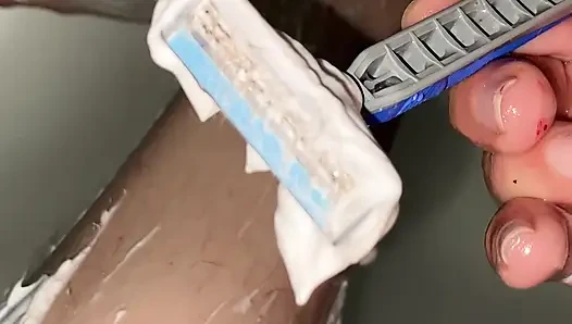 Hairy Legs Shaving Close up