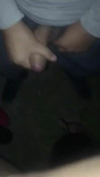 Bareback and cumming in group in park at night
