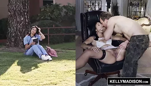 Kelly madison - sexy enfermera vanessa sky atada y follada por el culo