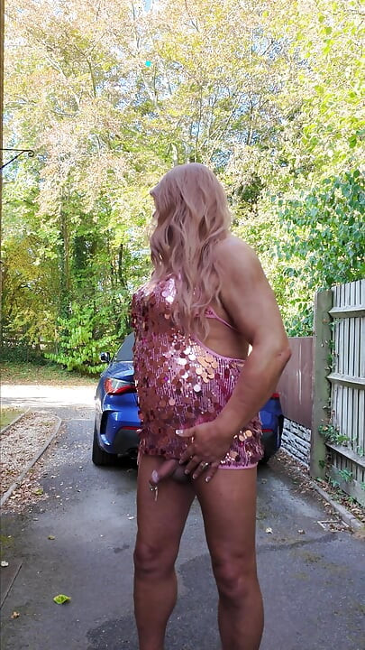 Sexy Crossdresser kellycd2022 in my pink sequin little dress and shiny pink panties