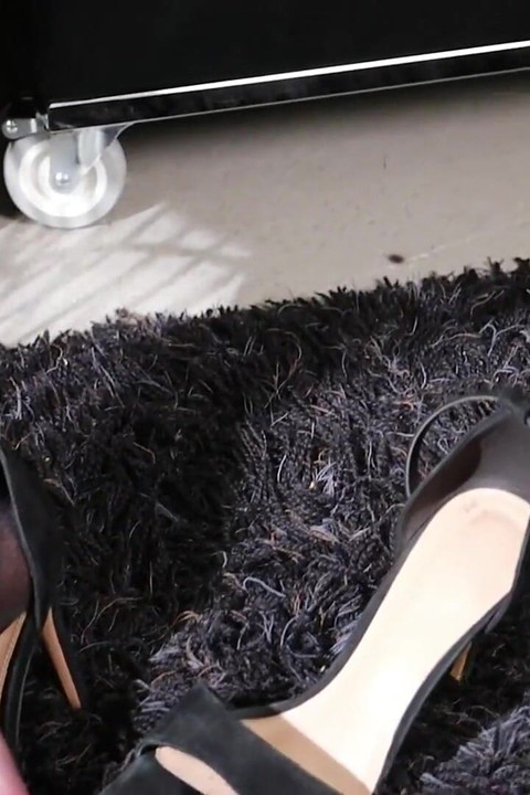 Lola Slips Out of Heels - Hot Nylons on Black Carpet