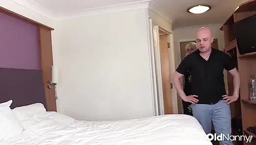 OldNanny - Mature Blonde Granny In Lingerie Fucks Bald Stud