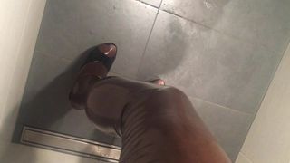 High Heels Play and Pissing in Latex Pantyhose