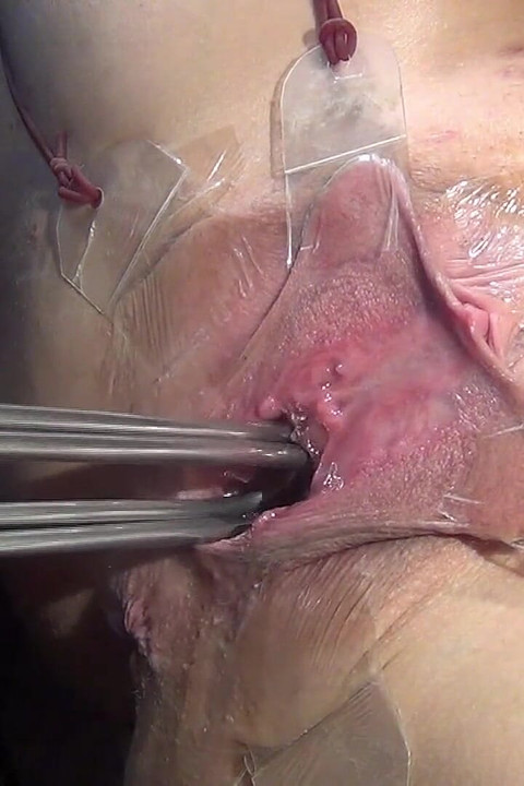 Far Spread Pussy Even Further Open and with Dildo Working Close up, Looking Inside and Squirt