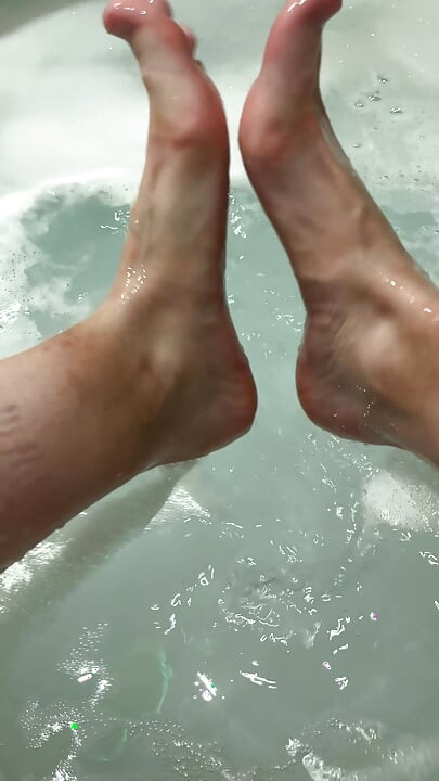 I enjoy soaking my sexy legs in the bathtub