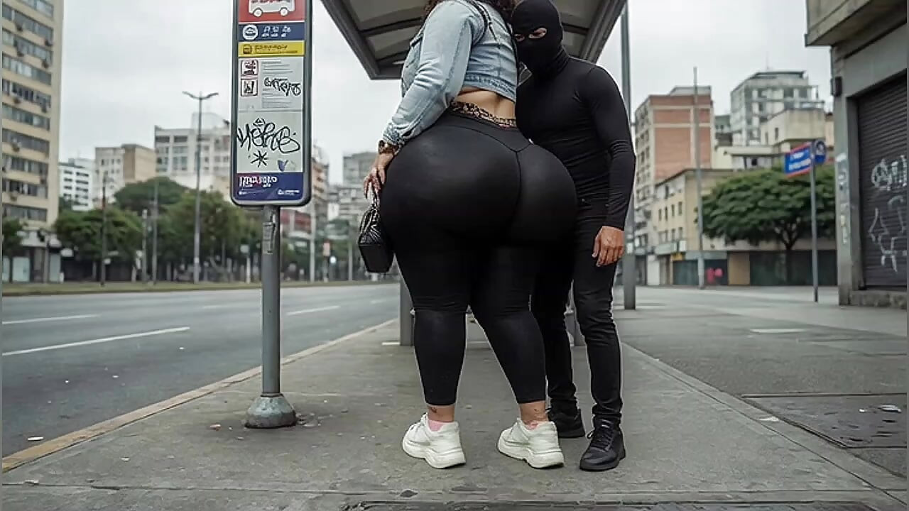 "Masked BBW Teases Stranger with Huge Ass at Train Station - Public Risk"