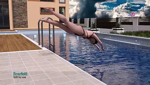 My Dorm 4 - Games in Pool - Mark Playing with His Stepsister and Her Fri...