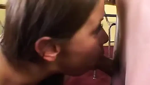 Horny babes enjoy getting fucked by a huge pole in a steamy threesome