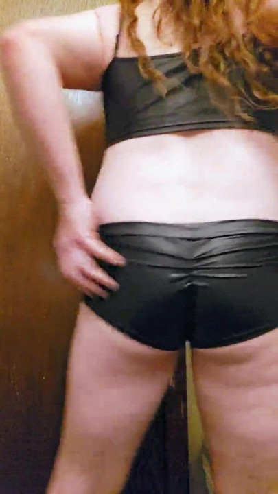 Fun in leather panties