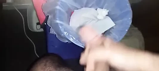 Huge cumshot from small cock inside the bin!!
