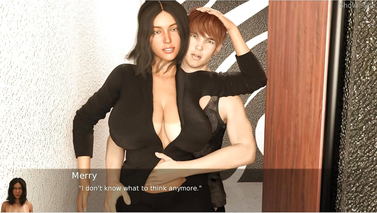 Project Hotwife - gameplay - jeu de rôle - une employée montre ses vêtements à une chaudasse mariée
