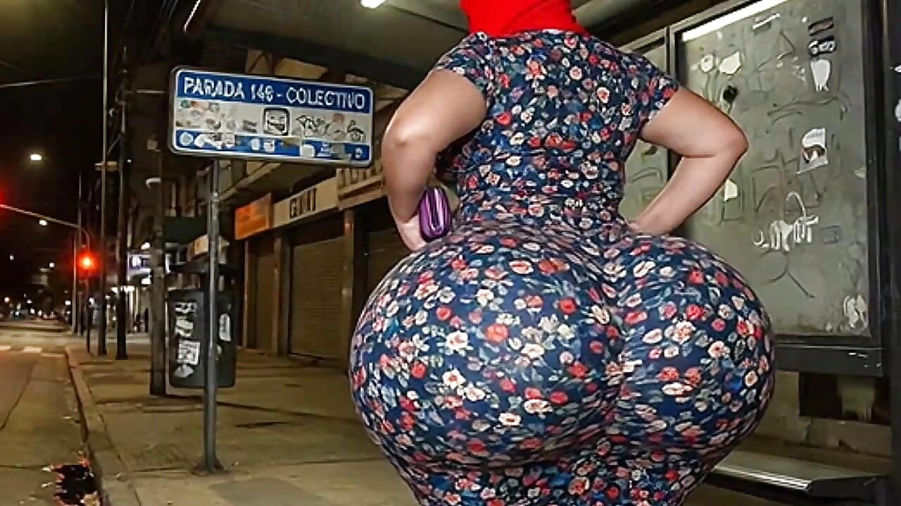 Mama vitregă matură cu curul mare așteaptă autobuzul în rochie floral