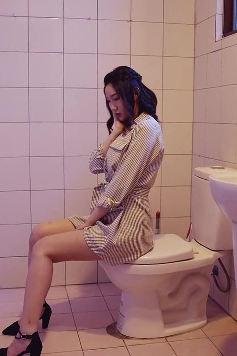 Chinese horny couple can't wait till they get back home, so they fuck in the public bathroom -Perv Milfs n Teens