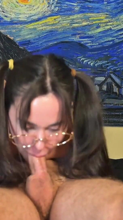 Nerdy stepsister gives perfect sloppy deepthroat, orgasming on dick and swallowing huge cumload she milked with her own juice! | Clip 2