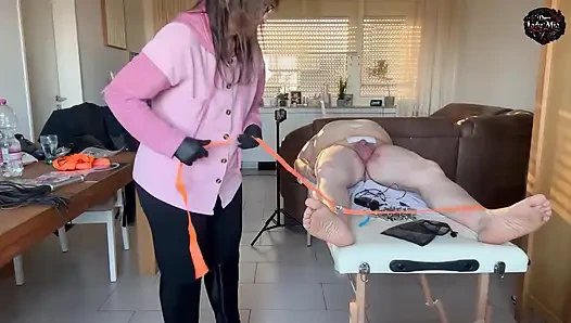 DomLady Mia SlaveOfM Hell of Pain Whips CBT and Punishment with Electricity and Nasty Braces - Part 8