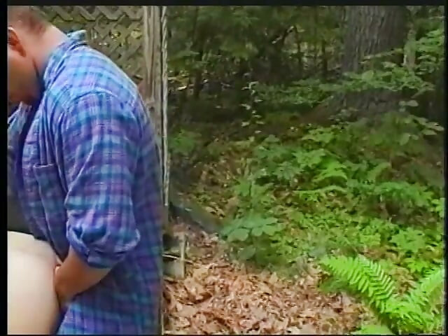 In the woods a dude blows his buddies after a shower