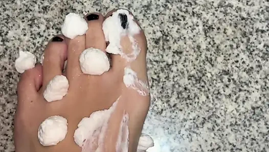 Whipped cream on my naked feet