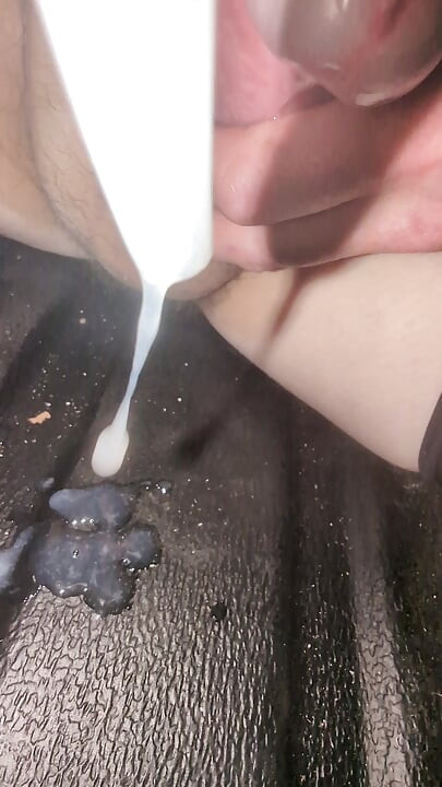 Cum in plastic tube and let It all drip out
