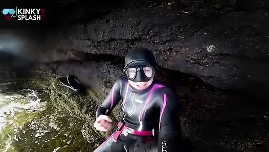 Neoprene Wetsuit & Dive Mask Masturbation by the Sea