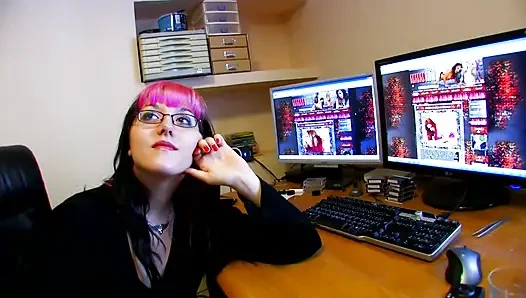 Sexy girl in red stockings and coloured hair gets ass fucked