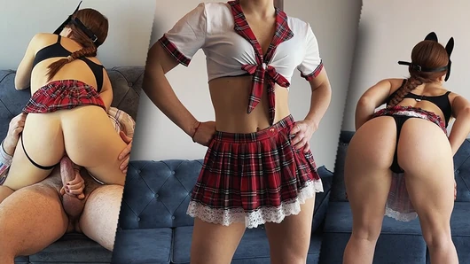 MyRedFoxGirl Serves Her Sugar Daddy in a Schoolgirl outfit