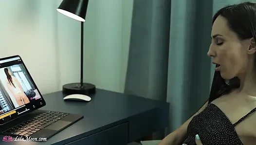 Orgasms in Stockings From Masturbation While Watching Porn