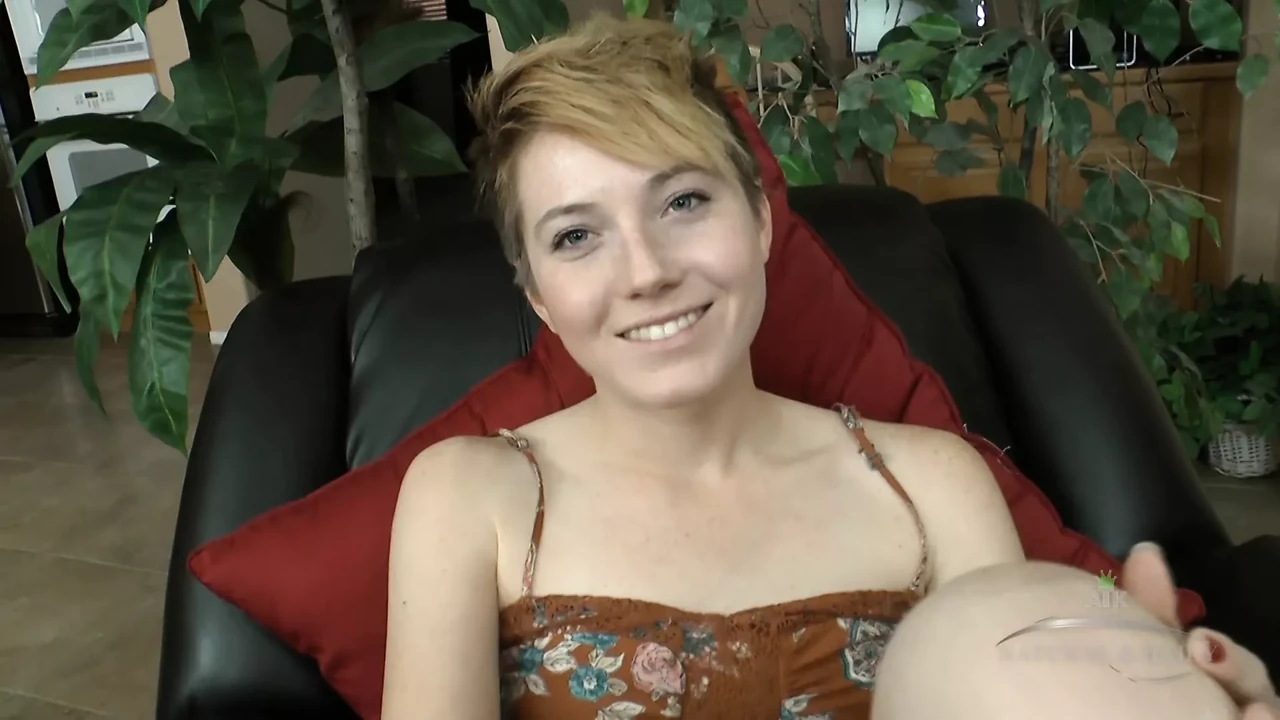 Hot sexy solo Nico Sweet strips to show off her hairy bush then play with her pussy to orgasm