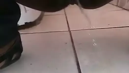 BrownLoveMistress peeing on shopping mall floor