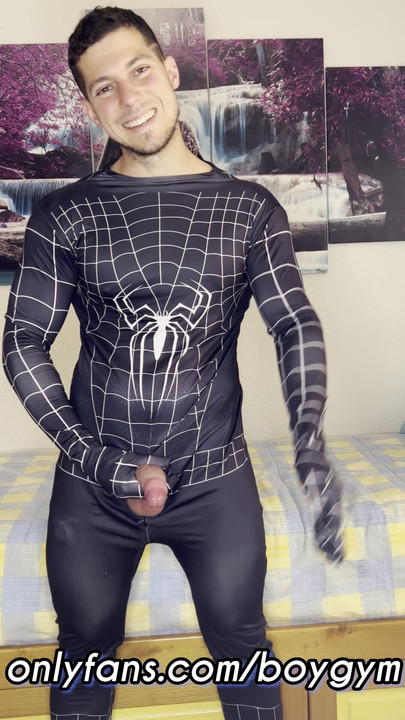 My COCK cums with Spiderman Suit💦