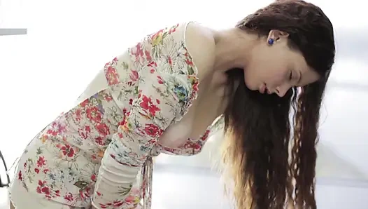 Hot Girl, All Alone, Puts the Dildo Deep in Her Pussy and Masturbates