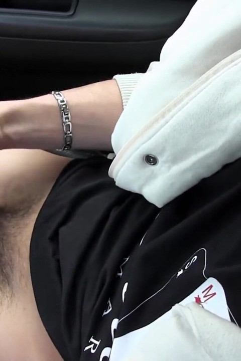 Solo Stud Rob Strokes His Hard Cock in Car