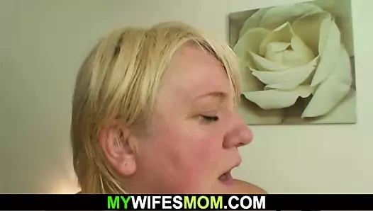 Horny big tits mother in law loves riding his dick