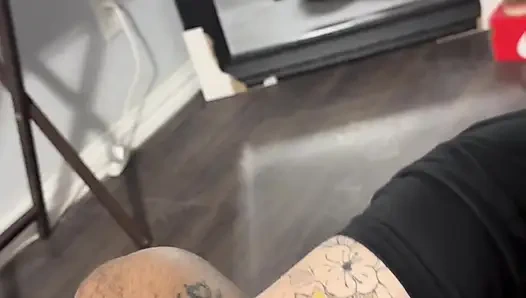 Sexy Blonde Slut Sucking Dick in the Mirror