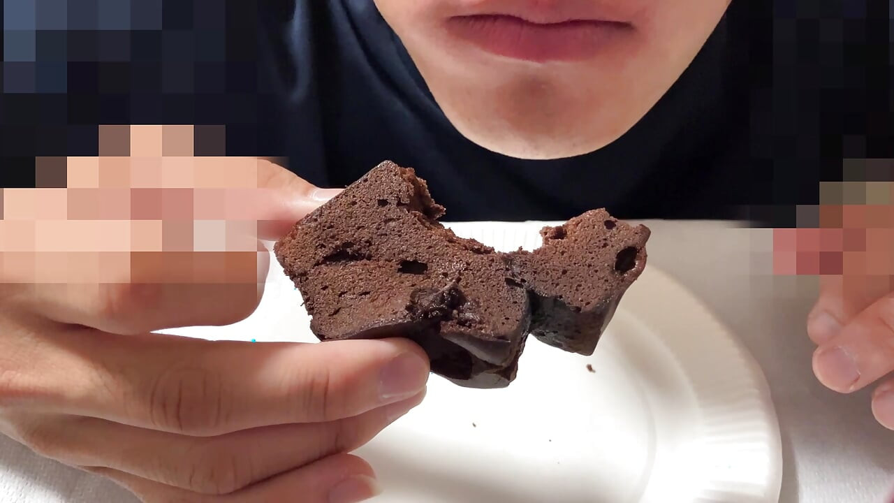 Ejaculate and eat delicious-looking chocolate brownies