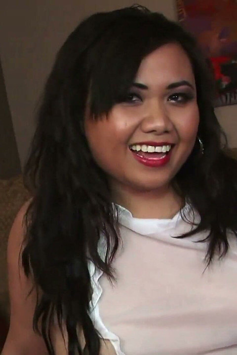 Chunky Asian maid banged by two white guys