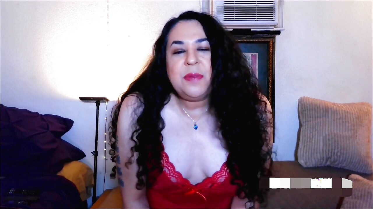 Tgirl Zoeydoll in Red Gets Horny and Cums