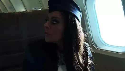 Lucky hunk gets to fuck two hot passenger babes on board an aeroplane