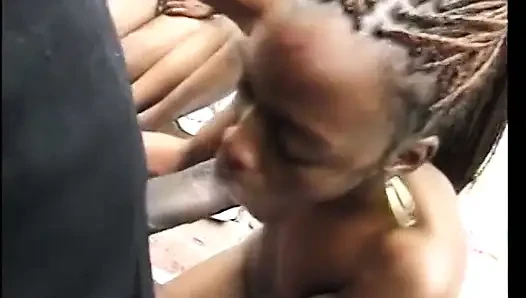 Couple of pretty coloured lonely chicks are getting three black dicks near the pool