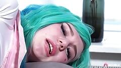Solo cosplay girl Leyla Lure fucked herself so hard with dildo in many positions.