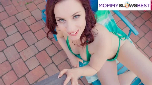 Gorgeous Busty Redhead Milf Blows The Pool Boy