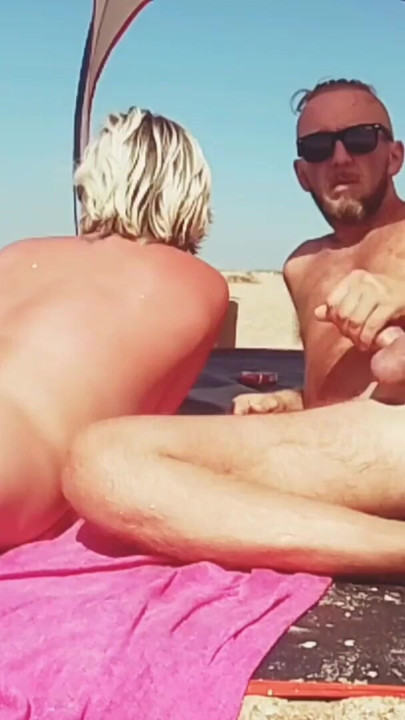Cumming in my stepmom's mouth on the beach | Clip 3