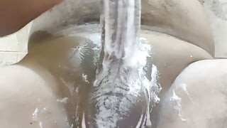 Enjoy with shampoo in bathroom full body show