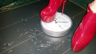 Lady L crush  clock with red boots.