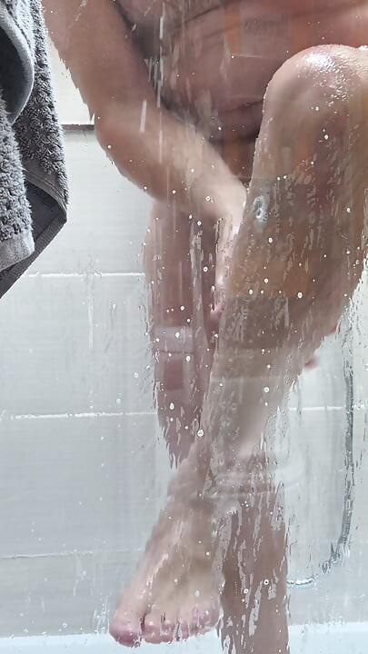 Man shower. Ass dick cock cleaning close up