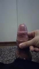 Slowly erupting precum and cumshot. Want to sit on it?